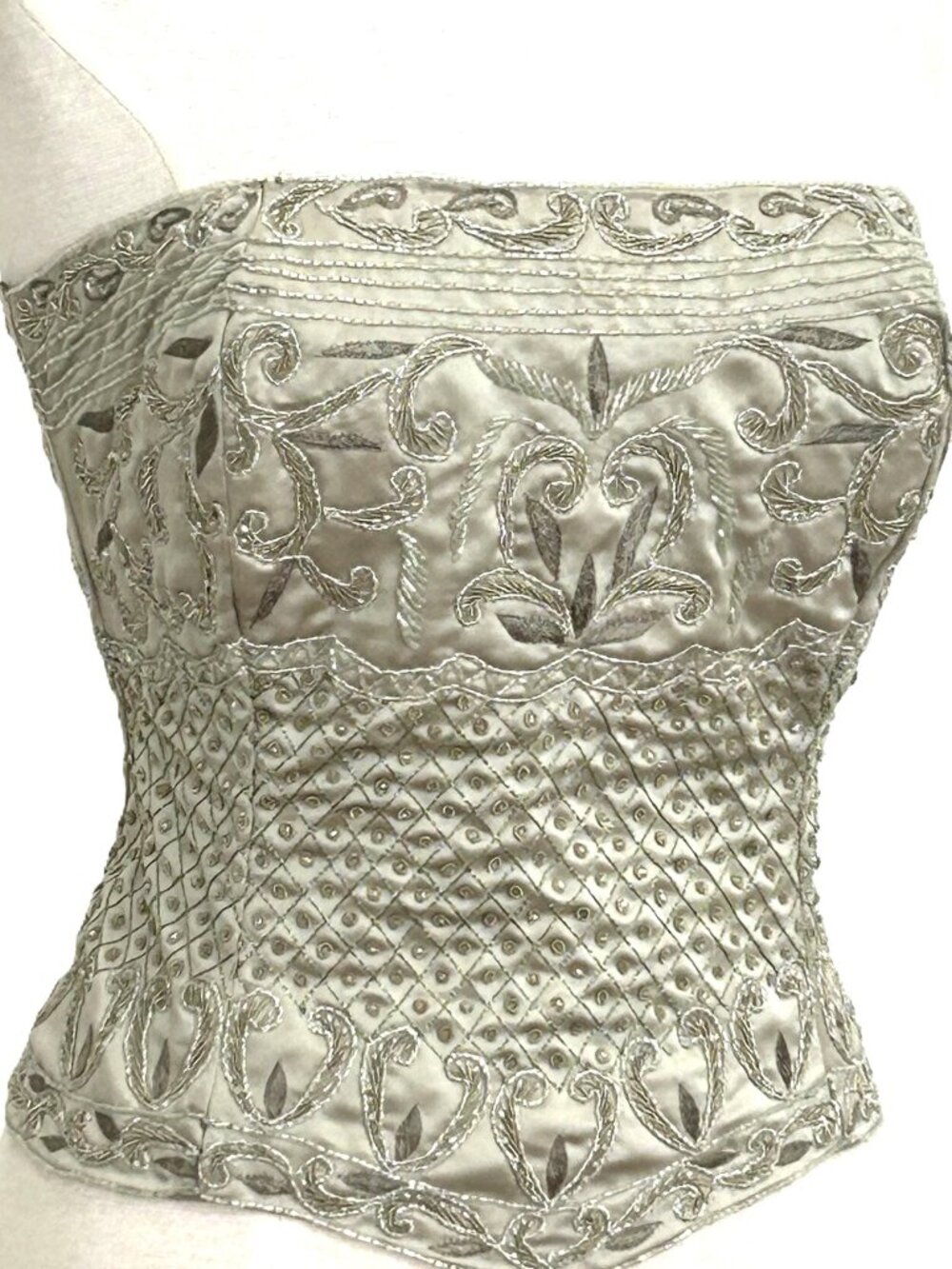 JASDEE Vintage Bustier Corset Hand Work Beaded Embroidery On Satin Style F3141